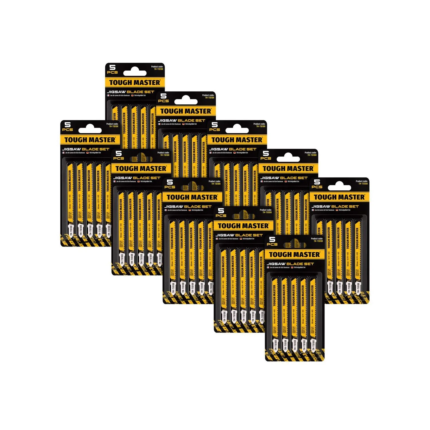 TOUGH MASTER® Jigsaw Blade Set 50 Pieces T-Shank 100mm 10TPI For Wood Plastic Cutting Compatible With All Brands (TM-T101BR)