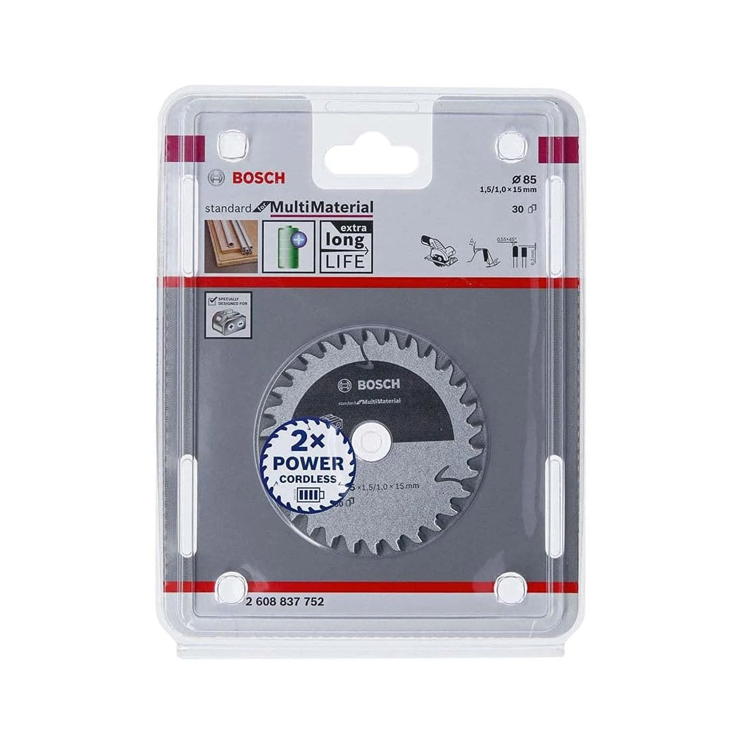 Bosch 2608837752 Standard For Multi Material Circular Saw Blade - 85mm X 1.5mm/1mm X 15mm 30 Teeth - Image 2