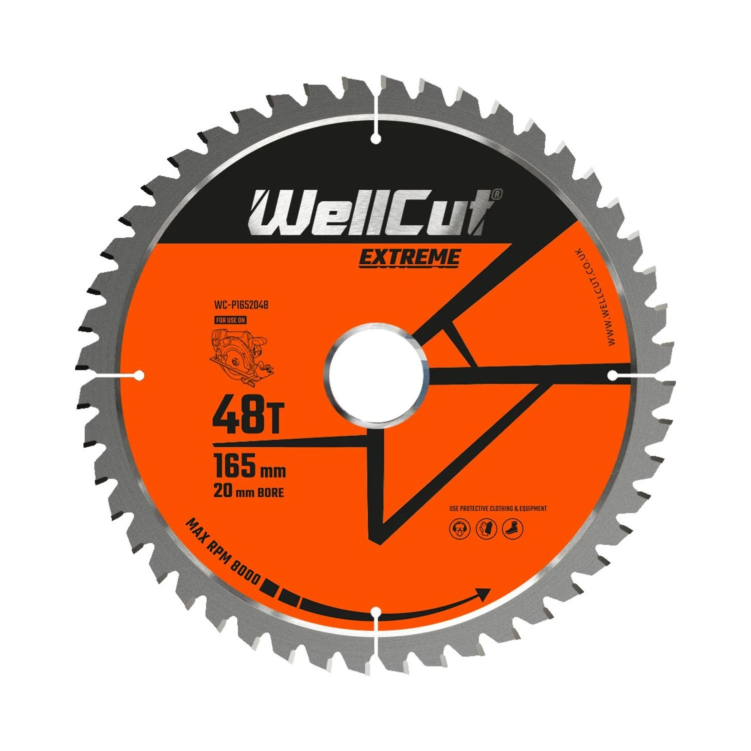 WellCut® TCT Extreme Circular Saw Plunge Saw Blade 165mm X 20mm X 48T, Suitable For SP6000, DWS520, DCS520, GKT55 (WC-P1652048) - Image 2