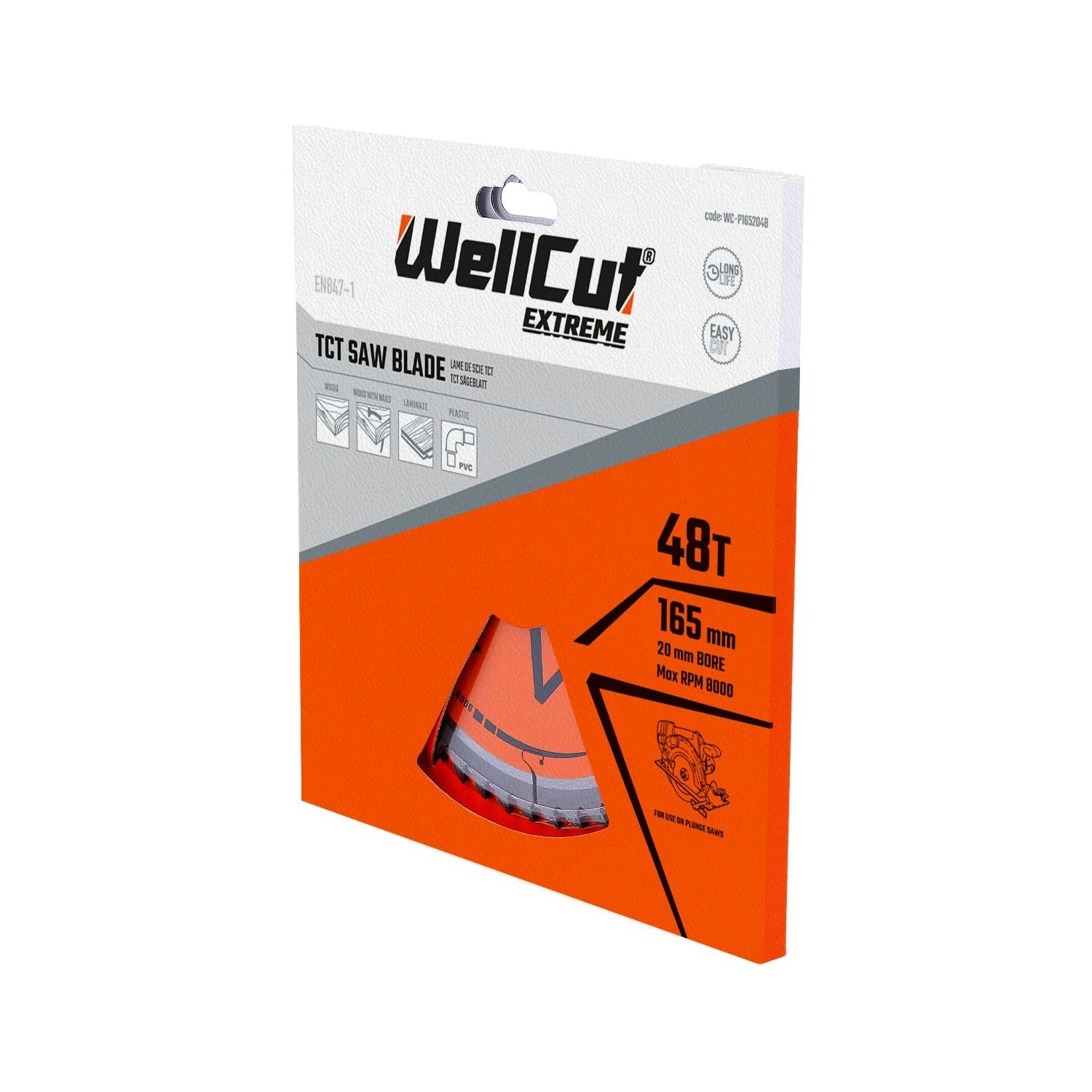WellCut® TCT Extreme Circular Saw Plunge Saw Blade 165mm X 20mm X 48T, Suitable For SP6000, DWS520, DCS520, GKT55 (WC-P1652048) - Image 5