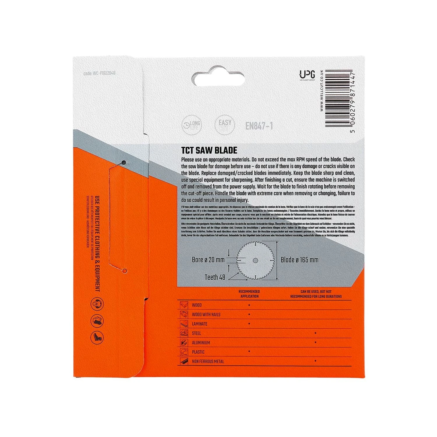 WellCut® TCT Extreme Circular Saw Plunge Saw Blade 165mm X 20mm X 48T, Suitable For SP6000, DWS520, DCS520, GKT55 (WC-P1652048) - Image 6