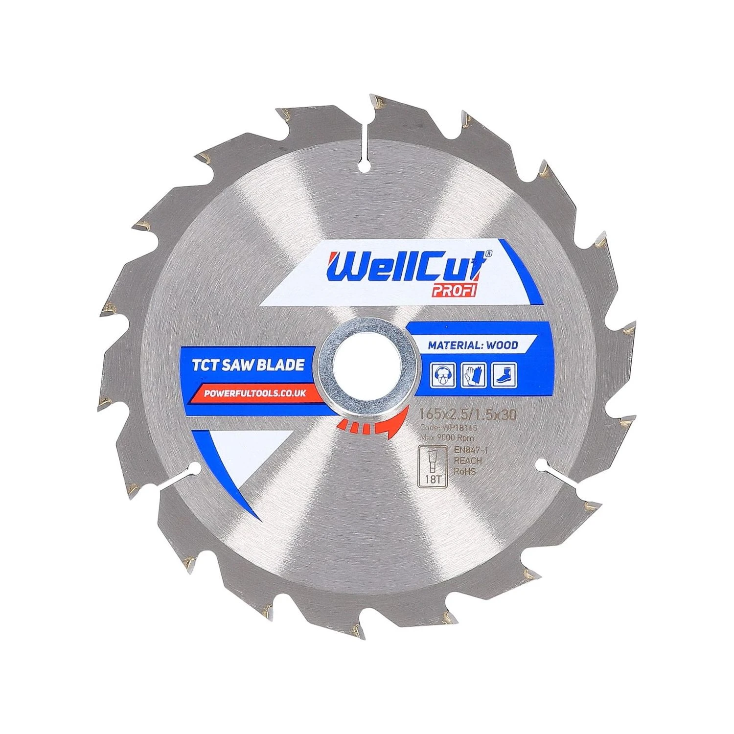 WellCut Circular Saw Blade 165mm X 18T X 30mm Bore Wood For Bosch, Makita