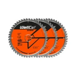 WellCut® TCT Extreme Circular Saw Blade 165mm X 20mm X 48T, Suitable For DSS610, DSS611, DCS391 - Pack Of 3