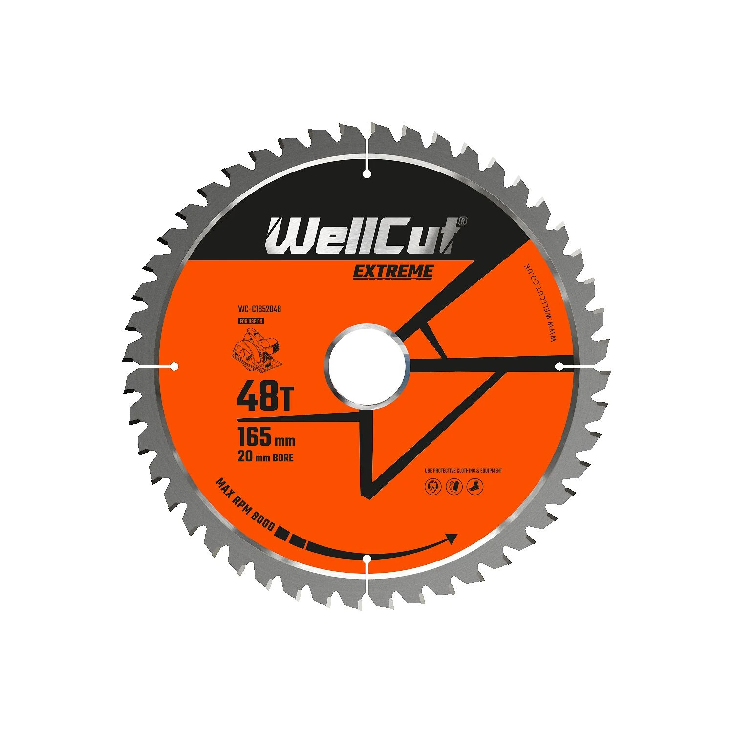 WellCut® TCT Extreme Circular Saw Blade 165mm X 20mm X 48T, Suitable For DSS610, DSS611, DCS391 - Pack Of 3 - Image 2