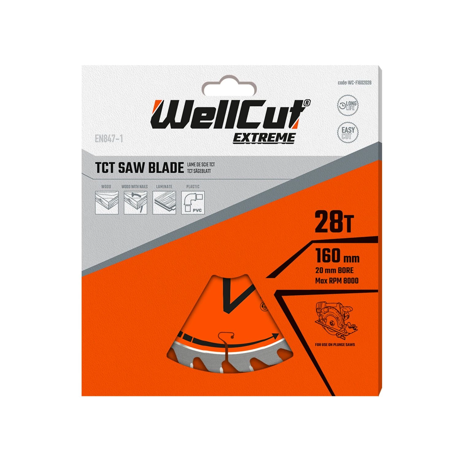 WellCut® TCT Extreme Circular Saw Plunge Saw Blade 160mm X 20mm X 28 & 60 Teeth - Image 4