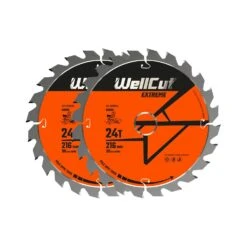 WellCut® TCT Extreme Mitre Saw Table Saw Blade 216mm X 30mm X 24T, Suitable For LS0815, DWS777, KGS216, GCM800 - Pack Of 2