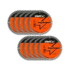 WellCut® TCT Extreme Mitre Saw Table Saw Blade 216mm X 30mm X 48T, Suitable For C8FSR, DWS774, KGS216, GCM8SJL - Pack Of 10