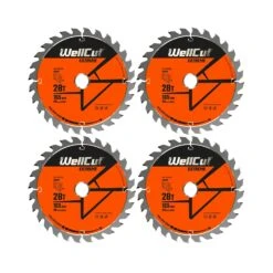 WellCut® TCT Extreme Circular Saw Plunge Saw Blade 165mm X 20mm X 28T, Suitable For SP6000, DWS520, DCS520, GKT55 - Pack Of 4
