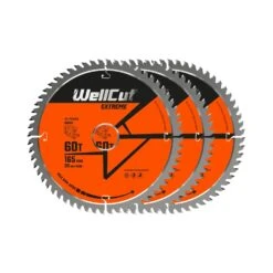 WellCut® TCT Extreme Circular Saw Plunge Saw Blade 165mm X 20mm X 60T, Suitable For SP6000, DWS520, DCS520, GKT55 - Pack Of 3