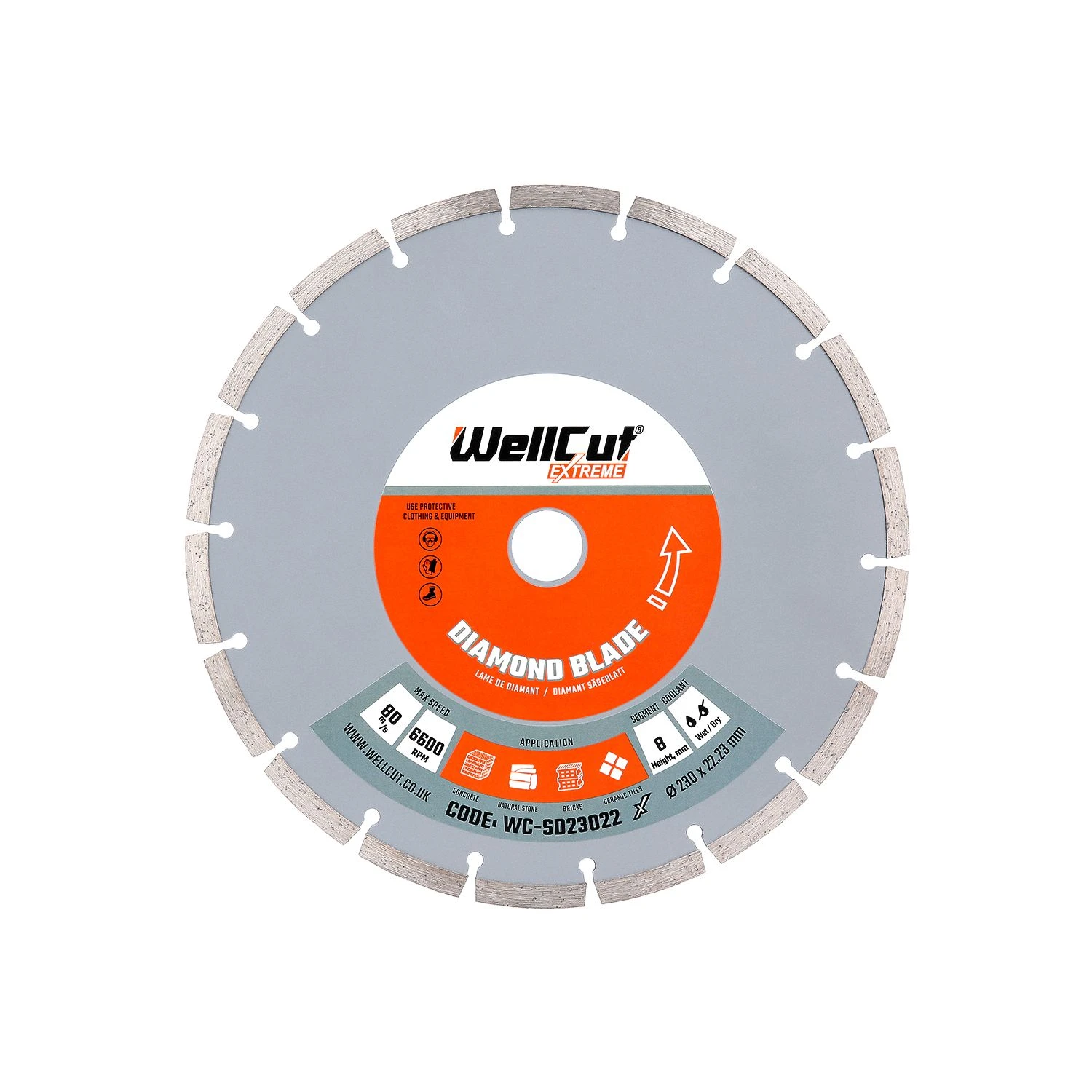 WellCut EXTREME Diamond Blade Cutting Disc - 230mm, 22.23mm Bore Pack Of 2 - Image 2