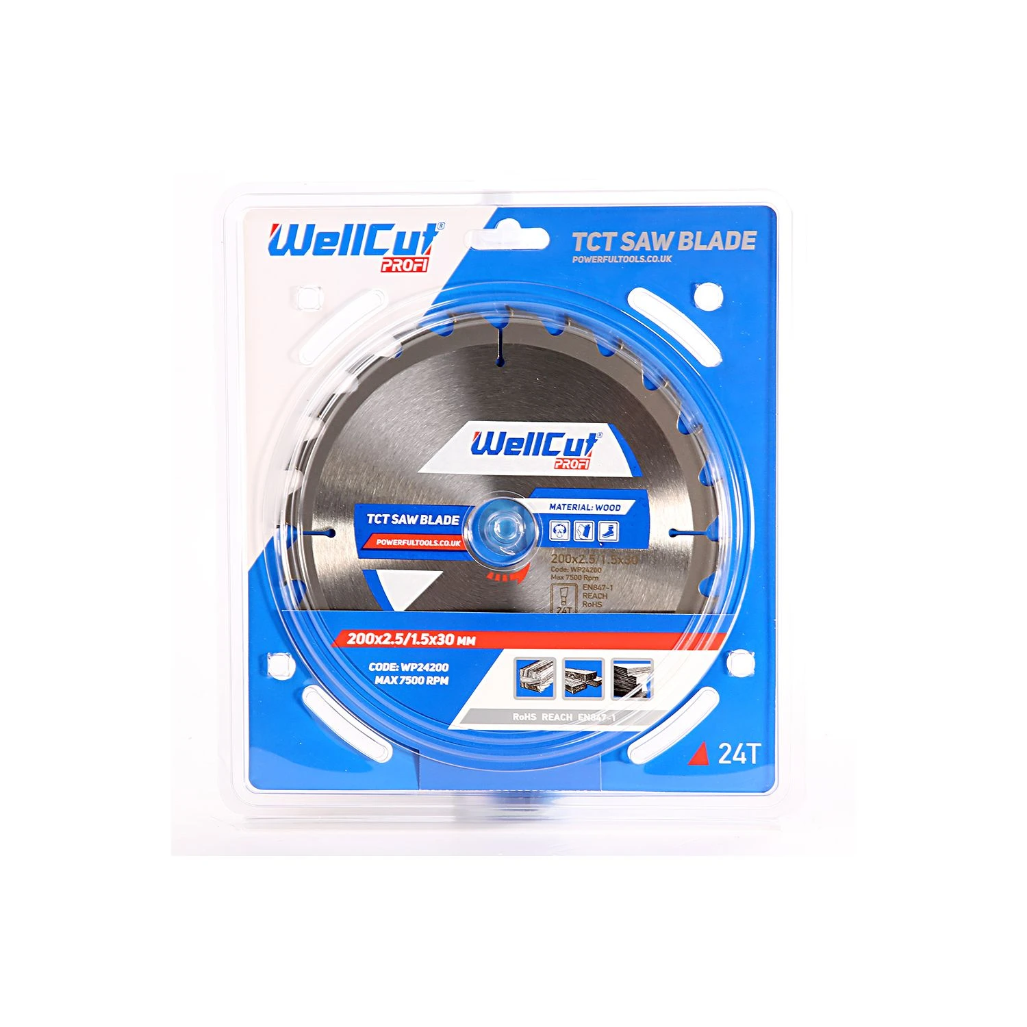 WellCut WP24200 Profi Circular Saw Blade For Wood 200mm X 30mm X 24 Teeth Pack Of 2 - Image 3