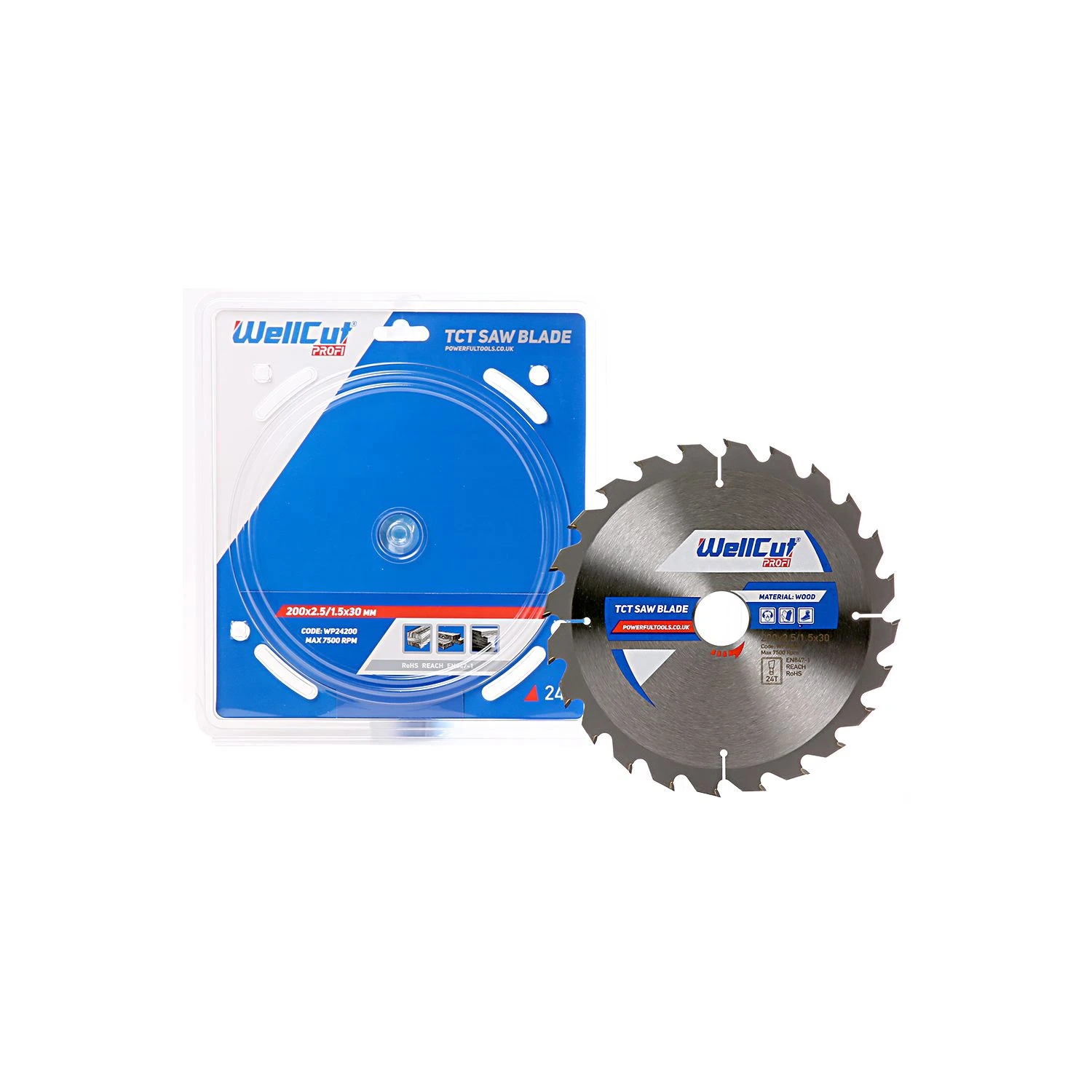 WellCut WP24200 Profi Circular Saw Blade For Wood 200mm X 30mm X 24 Teeth Pack Of 2 - Image 4