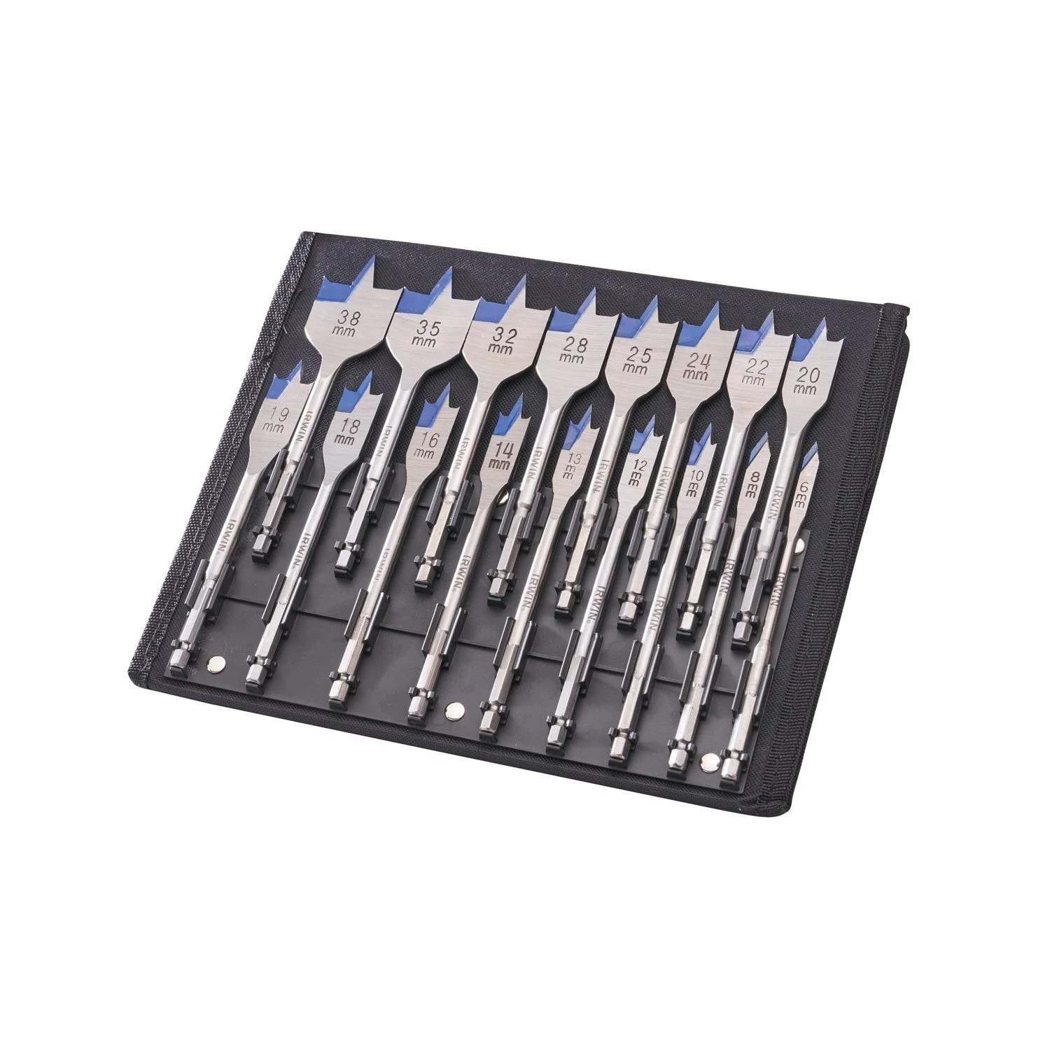 Irwin XMS23FBIT17 17 Piece 4X Blue Groove Flat Bit Set
